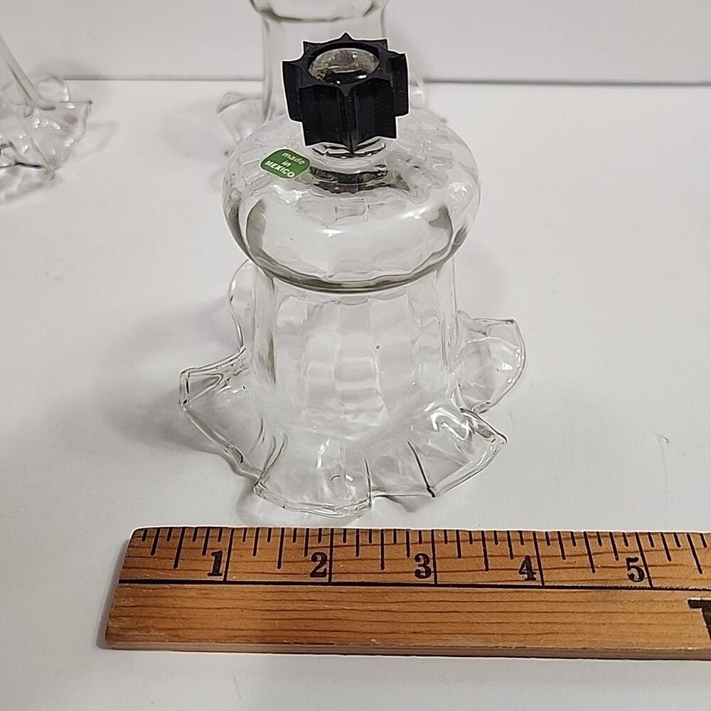 (4) Hand Blown Crystal Peg Votive Ruffled Cups Candle/Light Cover 1203-BL - Picture 3 of 10